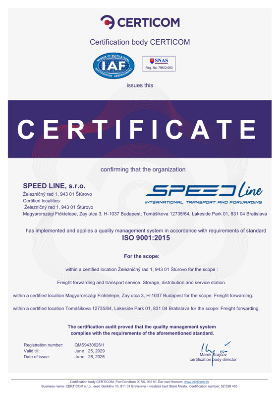 ISO 9001 tanúsítvány